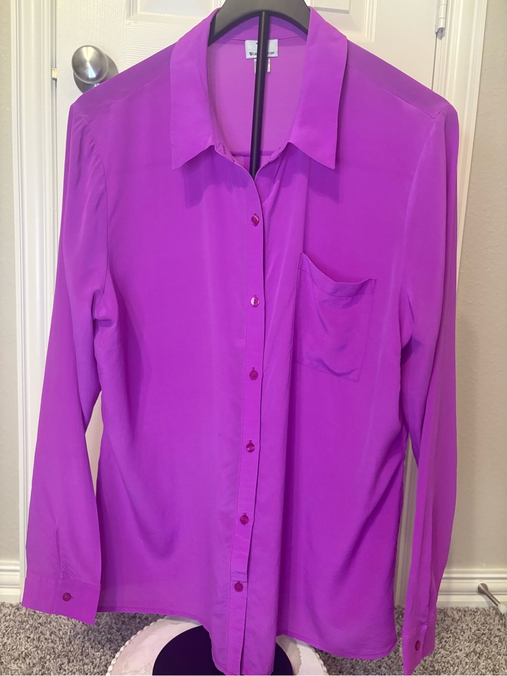 Worthington Bright Fushia Long Sleeve Button-Down Shirt